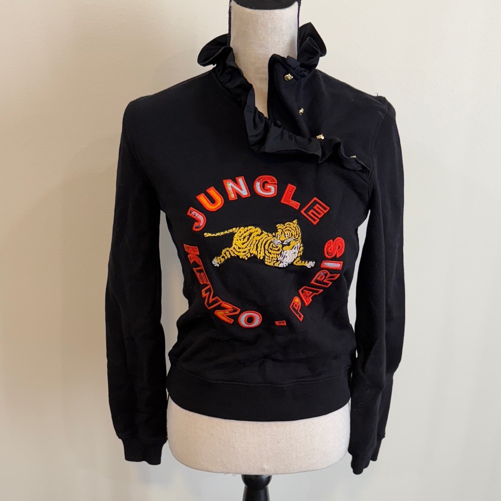 KENZO x H&M Limited Black ruffle fitted Sweatshirt XS
